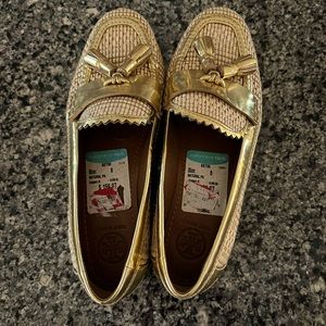 Tory Burch Tory Burch Careen Metallic-Raffia Runway Tassel Loafer Size 8